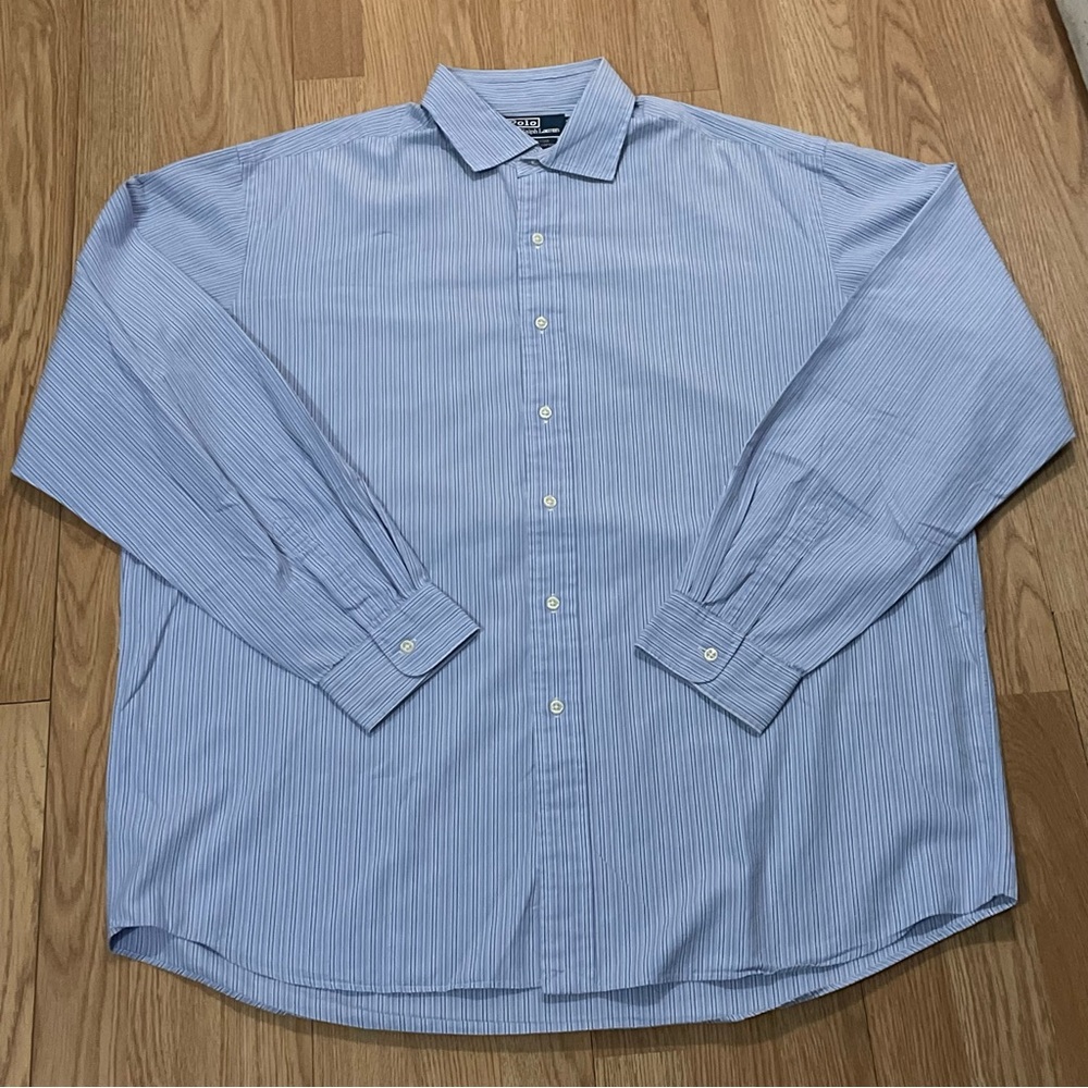 Polo Ralph Lauren Men’s XL Long Sleeve Button Down Shirt Blue Striped Westerton